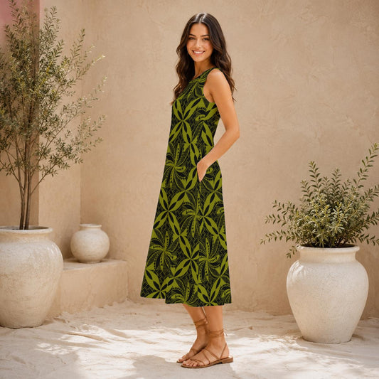Tapa Dress Sleeveless with Pocket Green