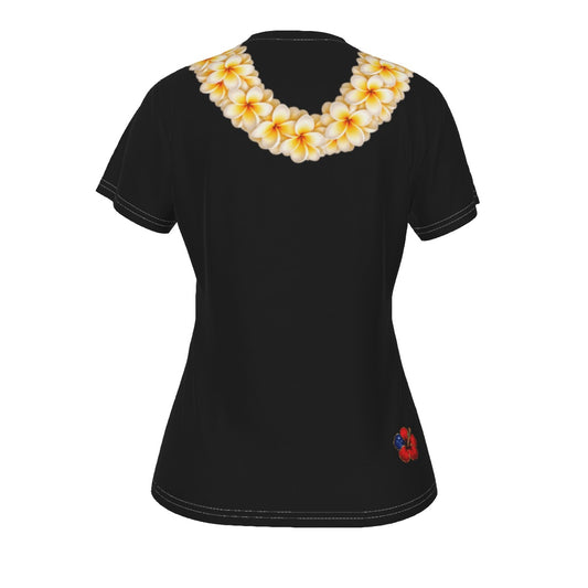 Yellow Plumeria Lei Tee Black