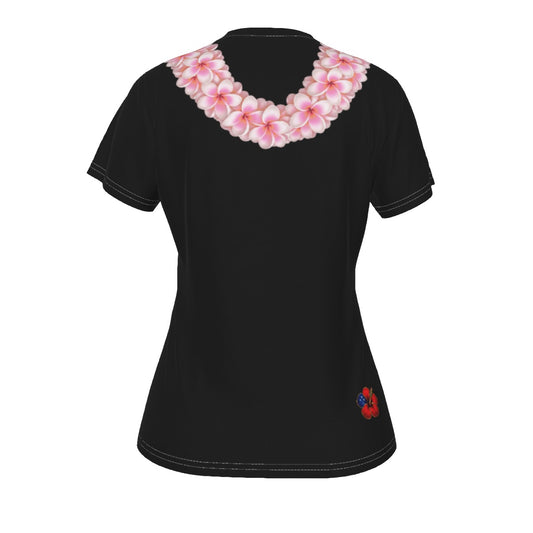 Pink Plumeria Lei Tee Black