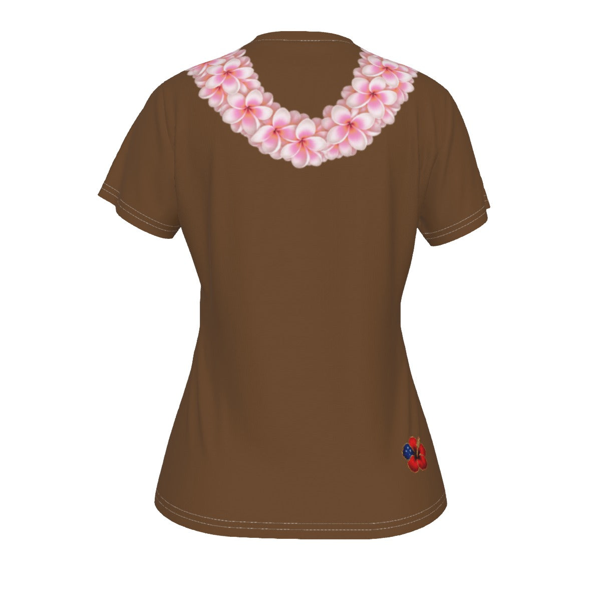 Pink Plumeria Lei Tee Brown