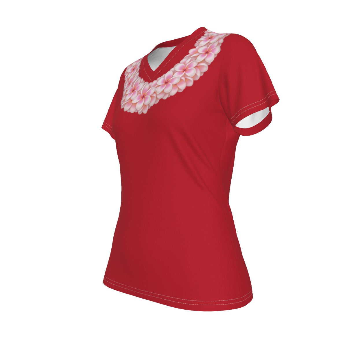 Pink Plumeria Lei Tee Red