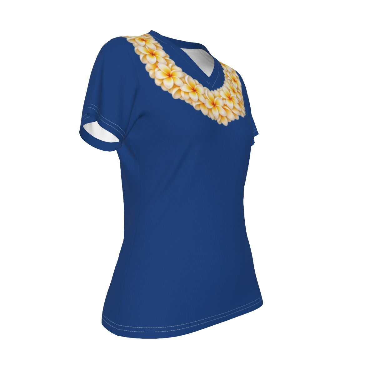 Yellow Plumeria Lei Tee Blue