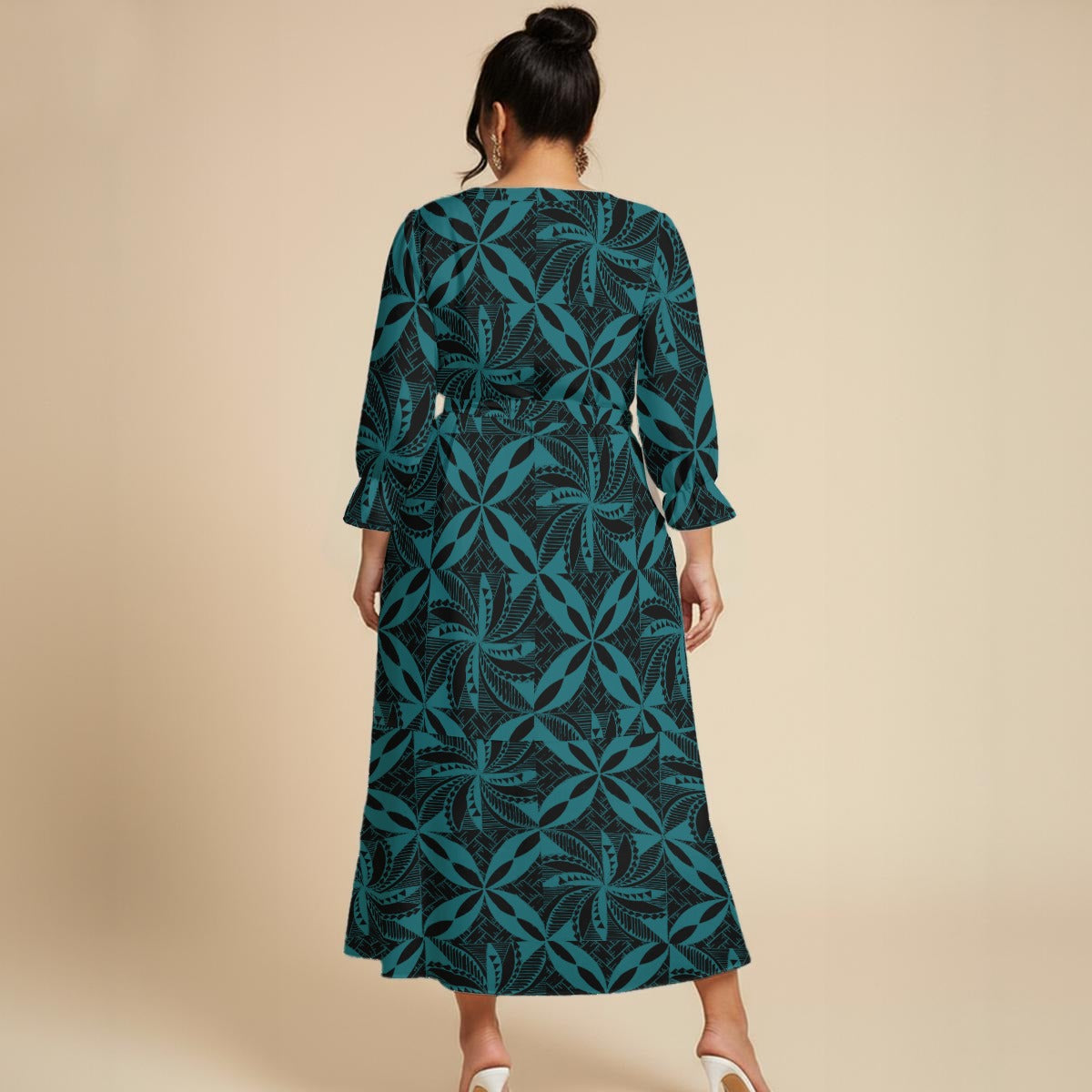 Tapa Maxi Dress with Belt Blue