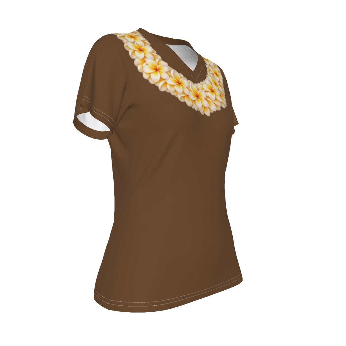 Yellow Plumeria Lei Tee Brown