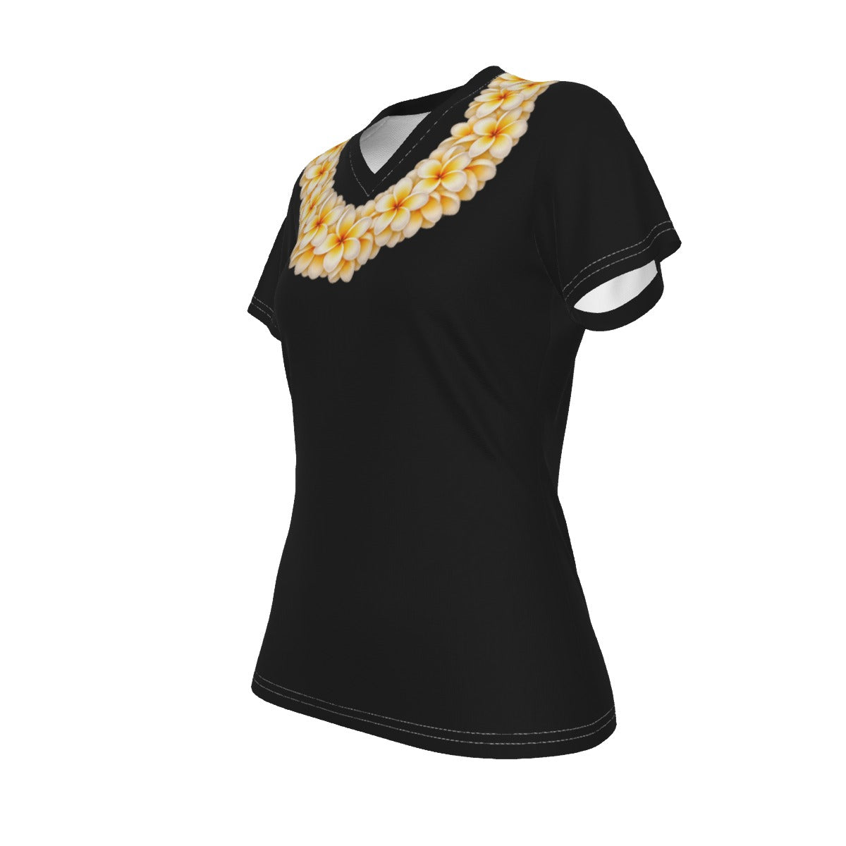 Yellow Plumeria Lei Tee Black