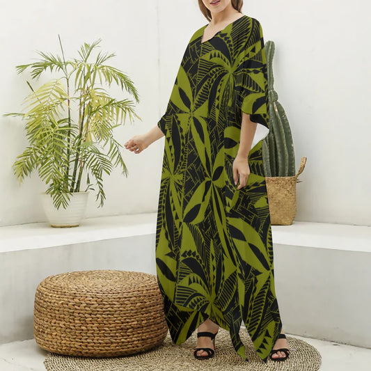 Tapa Kaftan Robe Dress Green
