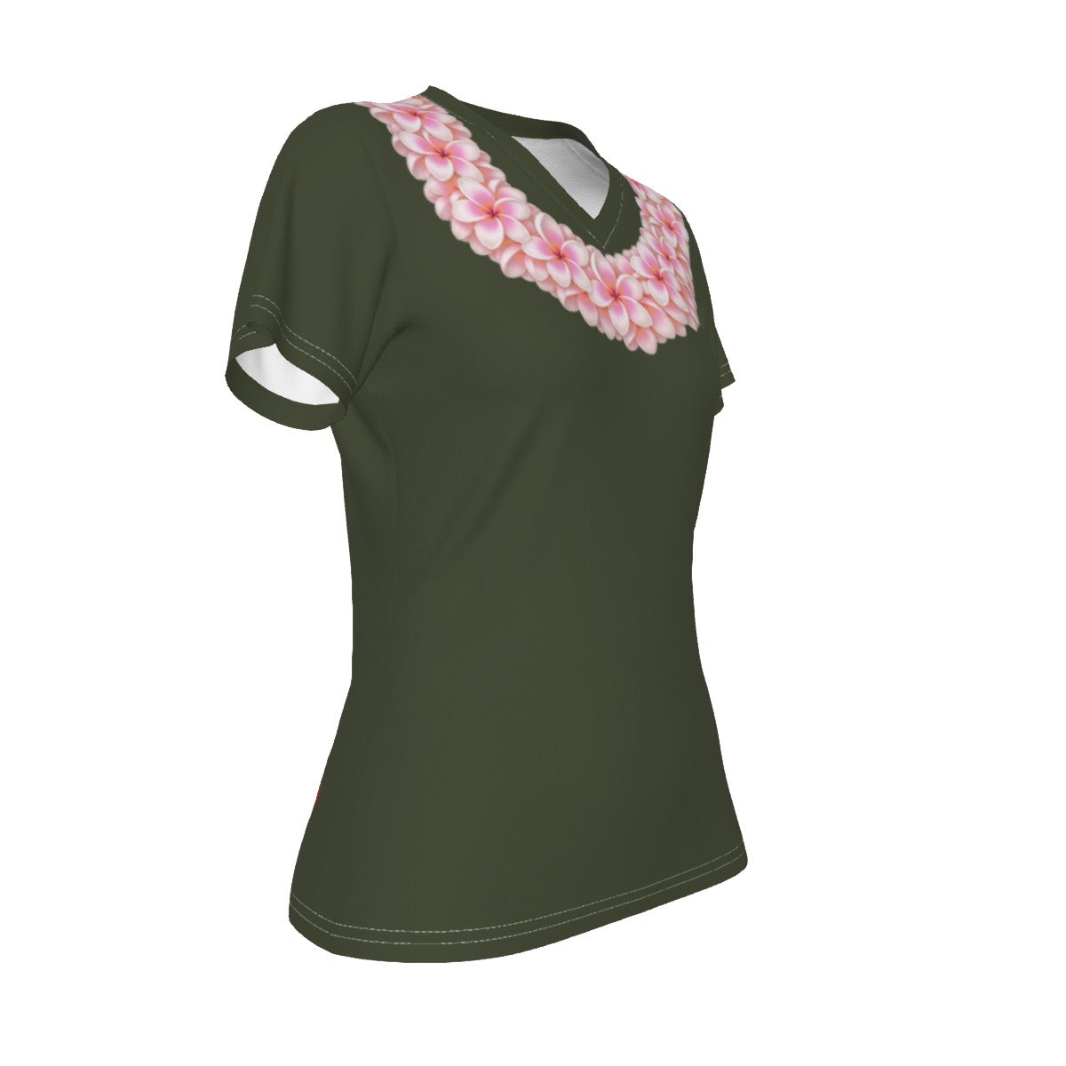 Pink Plumeria Lei Tee Green