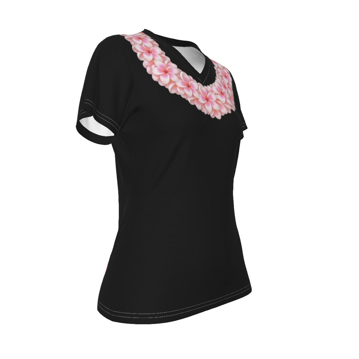 Pink Plumeria Lei Tee Black