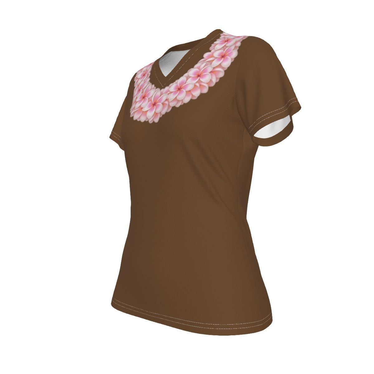 Pink Plumeria Lei Tee Brown