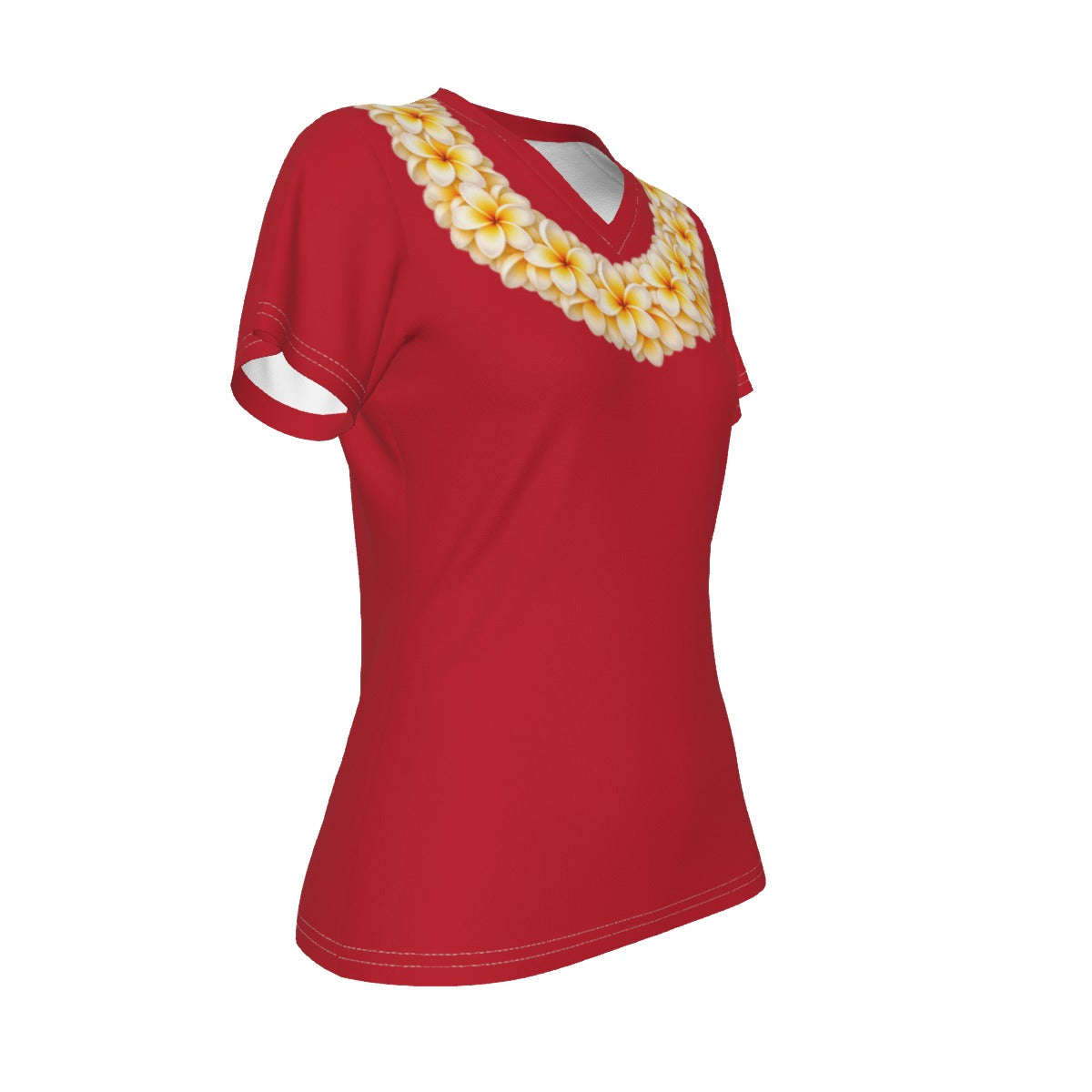 Yellow Plumeria Lei Tee Red